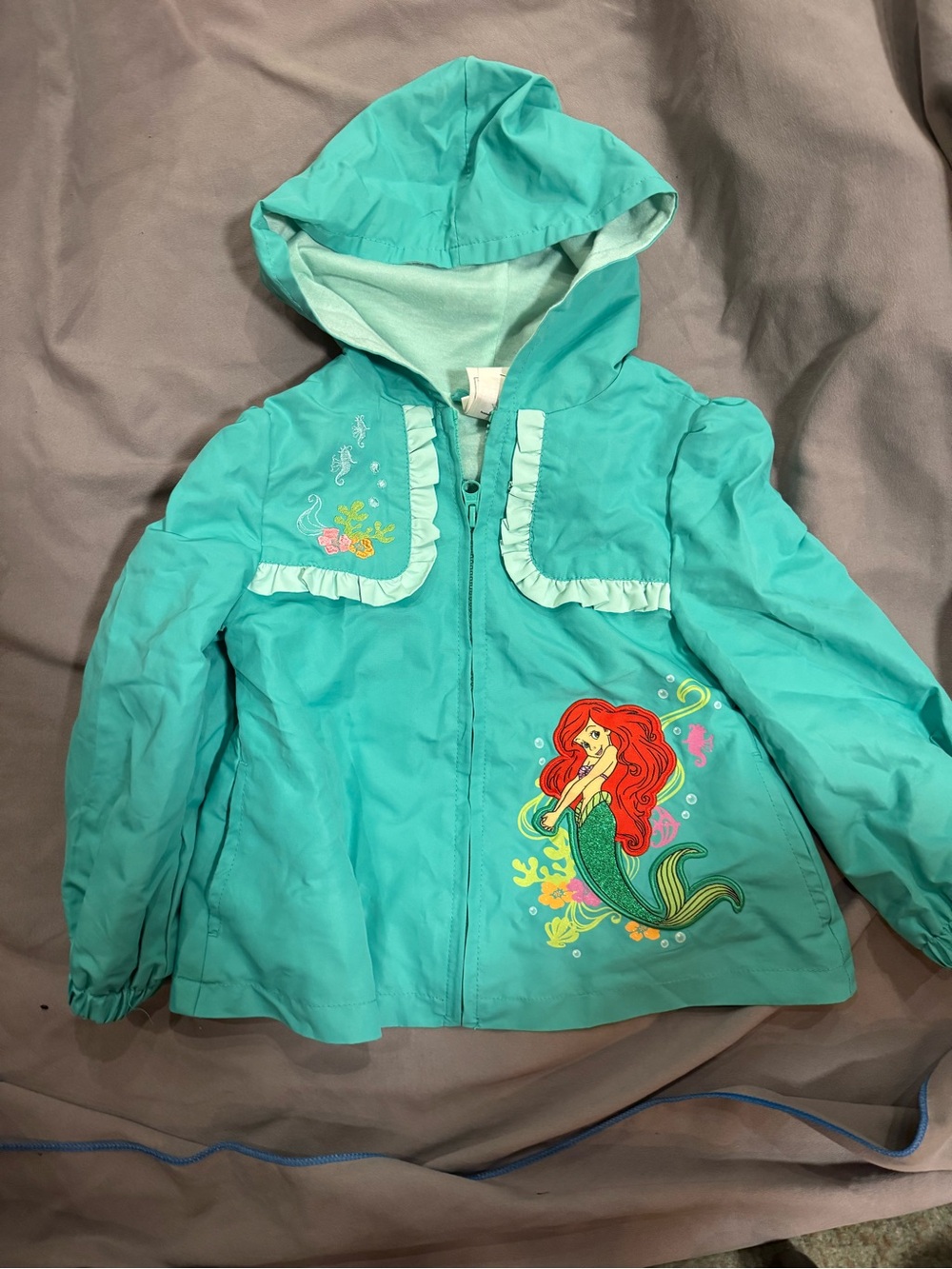 Disney Teal the little mermaid Ariel rain jacket size 3
